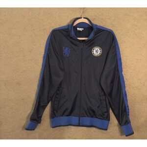 Chelsea Football Club Track Jacket Mens Sz M Blue Crest Logo Pockets Retro